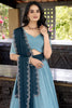 Memorable Sky-Blue Hotfix Embroidered Organza Festival Wear Lehenga Choli