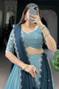 Alluring Sky-Blue Thread Work Organza Festival Wear Lehenga Choli