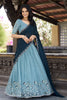 Memorable Sky-Blue Hotfix Embroidered Organza Festival Wear Lehenga Choli