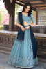 Memorable Sky-Blue Hotfix Embroidered Organza Festival Wear Lehenga Choli