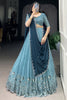 Alluring Sky-Blue Thread Work Organza Festival Wear Lehenga Choli