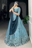 Alluring Sky-Blue Thread Work Organza Festival Wear Lehenga Choli