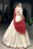 Pretty Off-White Silk Wedding Lehenga Choli With Bandhej Print Dupatta
