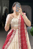 Pretty Off-White Silk Wedding Lehenga Choli With Bandhej Print Dupatta