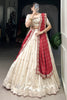 Pretty Off-White Silk Wedding Lehenga Choli With Bandhej Print Dupatta