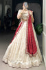 Pretty Off-White Silk Wedding Lehenga Choli With Bandhej Print Dupatta