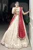 Pretty Off-White Silk Wedding Lehenga Choli With Bandhej Print Dupatta