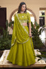 Splendid Olive Green Pearl Work Georgette Mehendi Wear Lehenga Choli