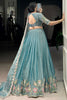Dazzling Sky-Blue Organza Thread Work Engagement Wear Lehenga Choli