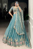 Dazzling Sky-Blue Organza Thread Work Engagement Wear Lehenga Choli