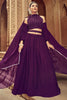 Astonishing Purple Embroidered Georgette Reception Wear Lehenga Choli