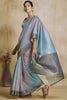 Amusing Blue Digital Printed Silk Function Wear Saree With Blouse