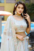 Enjoyable Light Grey Sequins Silk Reception Wear Lehenga With Blouse