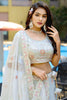 Enjoyable Light Grey Sequins Silk Reception Wear Lehenga With Blouse