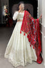 Alluring Red Mirror Work Georgette Wedding Wear Lehenga Choli