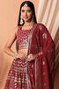 Amazing Maroon Sequins Georgette Party Wear Lehenga Choli With Dupatta