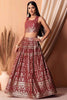 Amazing Maroon Sequins Georgette Party Wear Lehenga Choli With Dupatta