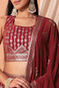 Amazing Maroon Sequins Georgette Party Wear Lehenga Choli With Dupatta