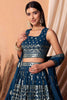 Pretty Blue Sequins Georgette Sangeet Wear Lehenga Choli With Dupatta