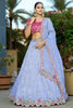 Wonderful Light Blue Thread Work Viscose Wedding Wear Lehenga Choli
