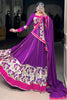Classy Purple Floral Printed Rayon Navratri Wear Lehenga Choli