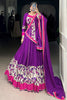 Classy Purple Floral Printed Rayon Navratri Wear Lehenga Choli