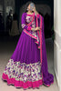 Classy Purple Floral Printed Rayon Navratri Wear Lehenga Choli
