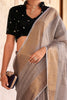 Winning Grey Color Weaving Tissue Silk Event Wear Saree With Blouse