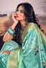 Wonderful Sea Green Digital Print Satin Wedding Wear Saree