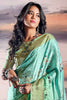 Wonderful Sea Green Digital Print Satin Wedding Wear Saree