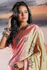 Glamorous Baby Pink Digital Print Satin Event Wear Saree