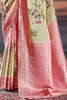 Glamorous Baby Pink Digital Print Satin Event Wear Saree