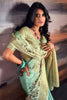 Bewitching Sea Green Digital Print Satin Traditional Saree With Blouse