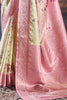 Fascinating Light Pink Digital Print Satin Function Wear Saree