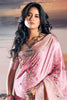 Fascinating Light Pink Digital Print Satin Function Wear Saree