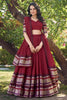 Spectacular Red Zari Weaving Chanderi Traditional Lehenga Choli