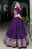 Majestic Dark Purple Zari Weaving Silk Lehenga Choli With Dupatta
