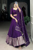 Majestic Dark Purple Zari Weaving Silk Lehenga Choli With Dupatta