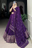 Majestic Dark Purple Zari Weaving Silk Lehenga Choli With Dupatta