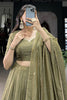 Beautiful Mehendi Green Zari Weaving Silk Function Wear Lehenga Choli