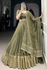 Beautiful Mehendi Green Zari Weaving Silk Function Wear Lehenga Choli