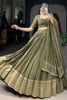 Beautiful Mehendi Green Zari Weaving Silk Function Wear Lehenga Choli