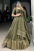 Beautiful Mehendi Green Zari Weaving Silk Function Wear Lehenga Choli