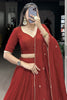Awesome Red Zari Weaving Silk Event Wear Lehenga Choli With Dupatta
