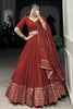 Awesome Red Zari Weaving Silk Event Wear Lehenga Choli With Dupatta