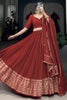 Awesome Red Zari Weaving Silk Event Wear Lehenga Choli With Dupatta