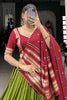 Beautiful Green Zari Weaving Chanderi Event Wear Lehenga Choli