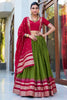 Gorgeous Green Zari Weaving Chanderi Festival Wear Lehenga Choli