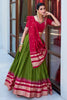 Gorgeous Green Zari Weaving Chanderi Festival Wear Lehenga Choli