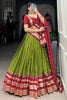Beautiful Green Zari Weaving Chanderi Event Wear Lehenga Choli